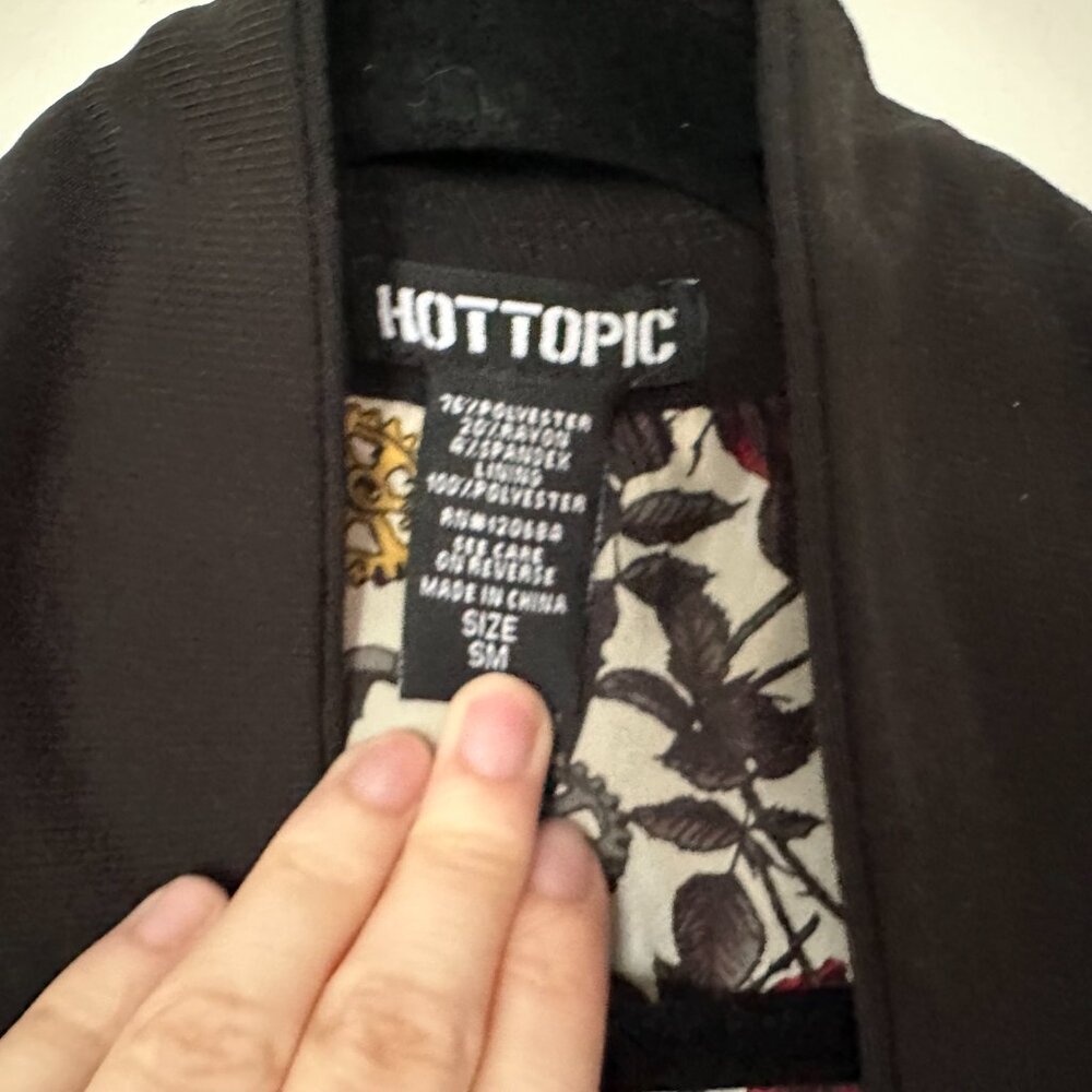 Hot Topic Steampunk Goth Roses Gears Snap Front Split Back Long Vest Small - Picture 4 of 10